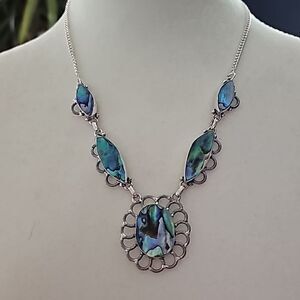 Abalone Earrings and Necklace 18"